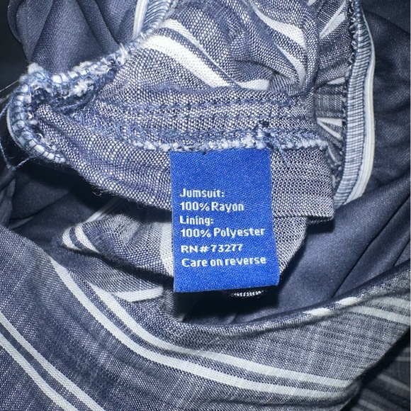Blue and White Stripe Cropped Jumpsuit by Apt 9 Size Medium Petite - Picture 7 of 8